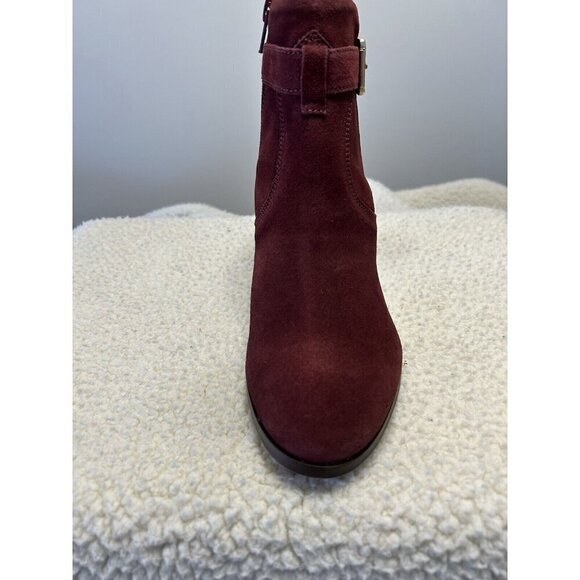 Diba Sleek Burgundy Almond Toe Suede Bootie Size 9 - Picture 3 of 6